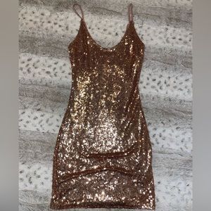 Fashion Nova -Rose Gold sequin dress. Size - XS to Small